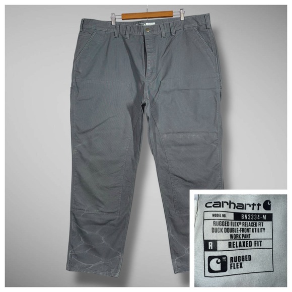 Carhartt Other - Carhartt‎ Rugged Flex Duck Double Knee Utility Work Pants Relaxed Fit Mens 46x32
